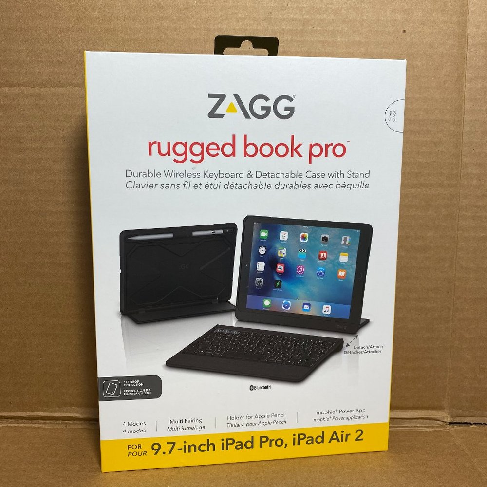 Zagg Rugged Book Pro Wireless Keyboard Case for iPad Pro 9.7 inch - Black - Picture 2 of 5